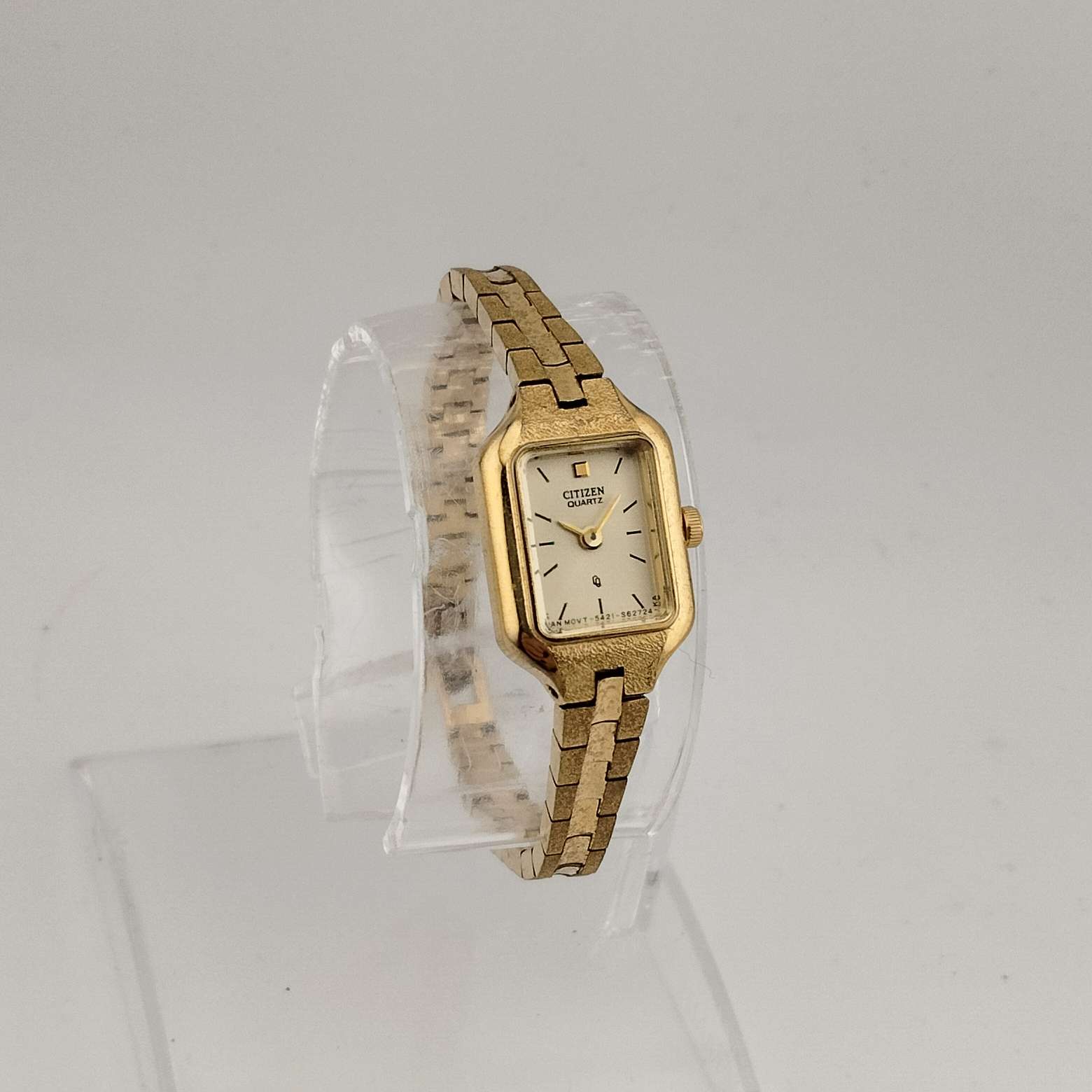 Citizen Women's Petite Gold Tone Quartz Watch, Rectangular Dial, Link Strap