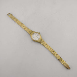 Caravelle by Bulova Women's Gold Tone Quartz Watch, White Round Dial, Bracelet Strap