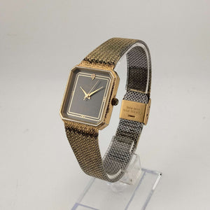 Armitron Men's Gold Tone Quartz Watch, Rectangle Dial, Jewel Detail, Adjustable Mesh Strap