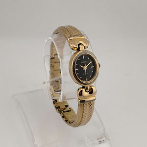 Elgin Women's Gold Tone Quartz Watch, Black Oval Dial, Bracelet Strap