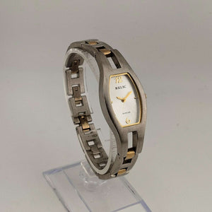 Relic Women's Silver Tone Watch, Gold Tone Accents, Oval Dial, Link Strap