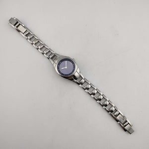 Fossil Women's Silver Tone Watch, Round Purple Dial, Link Strap