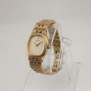 Seiko Women's All Gold Tone Quartz Watch, Oval Dial, Woven Style Bracelet Strap