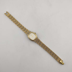 Seiko Women's All Gold Tone Quartz Watch, Oval Dial, Woven Style Bracelet Strap