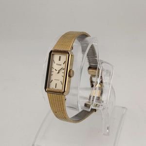 Pulsar Petite Women's Gold Tone Quartz Watch, Elongated Rectangular Dial, Bracelet Strap