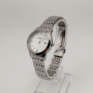 Pulsar Men's Silver Tone Watch, Round Mother of Pearl Dial, Date Window, Bracelet Strap