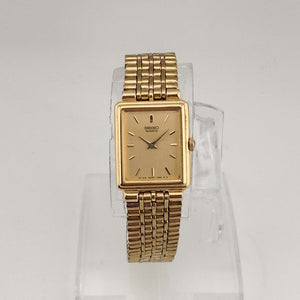 Seiko Women's All Gold Tone Quartz Watch, Rectangular Dial, Bracelet Strap