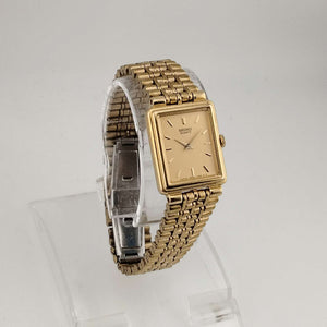 Seiko Women's All Gold Tone Quartz Watch, Rectangular Dial, Bracelet Strap