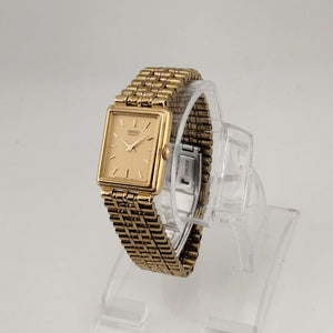 Seiko Women's All Gold Tone Quartz Watch, Rectangular Dial, Bracelet Strap