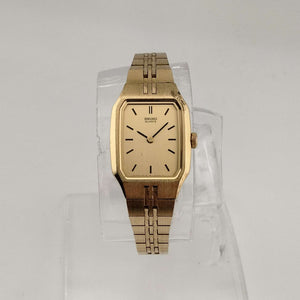 Seiko Women's Gold Tone Quartz Watch, Rectangular Dial, Bracelet Strap