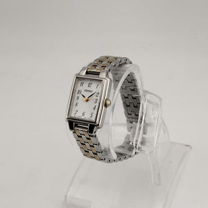 Seiko Women's Silver Tone Watch, Gold Tone Details, White Rectangular Dial, Bracelet Strap