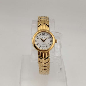 Armitron Women's Gold Tone Quartz Watch, Round White Dial, Bracelet Strap