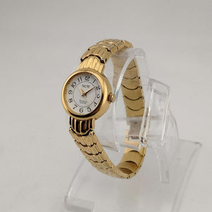 Armitron Women's Gold Tone Quartz Watch, Round White Dial, Bracelet Strap