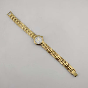 Armitron Women's Gold Tone Quartz Watch, Round White Dial, Bracelet Strap