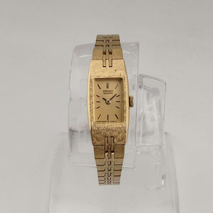 Seiko Women's Petite Gold Tone Quartz Watch, Elongated Rectangular Dial, Bracelet Strap