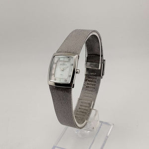 Skagen Women's Silver Tone Watch, Rectangular Mother of Pearl Dial, Adjustable Mesh Strap