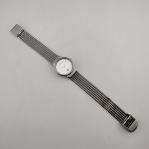 Skagen Women's All Silver Tone Watch, Minimal Round Face, Date Window, Mesh Strap