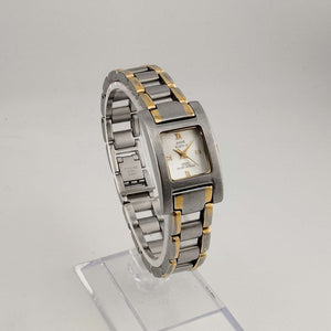 Anne Klein Women's Silver Tone Watch, Gold Tone Accents, Rectangular Dial, Link Strap