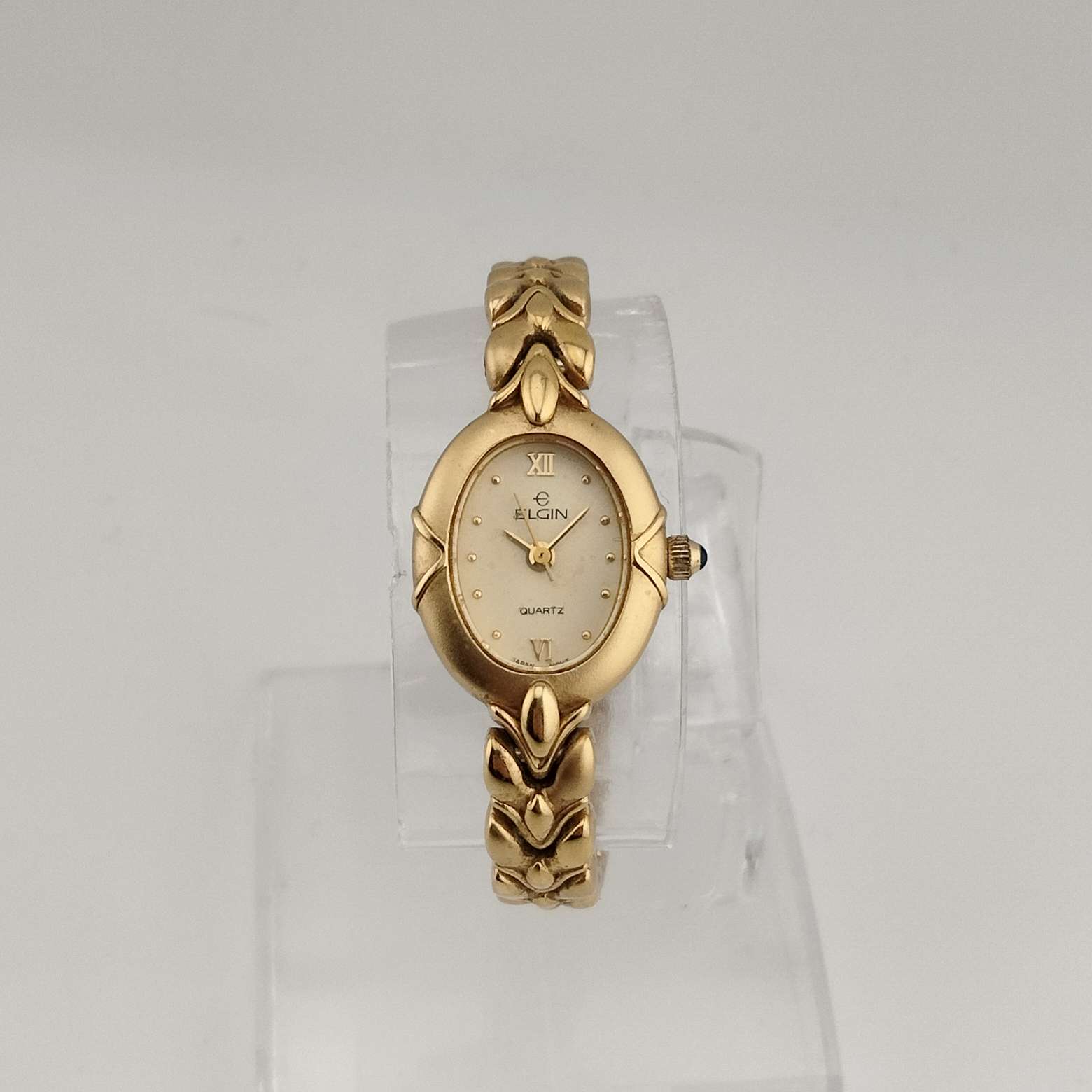 Elgin Women's All Gold Tone Quartz Watch, Oval Dial, Bracelet Strap