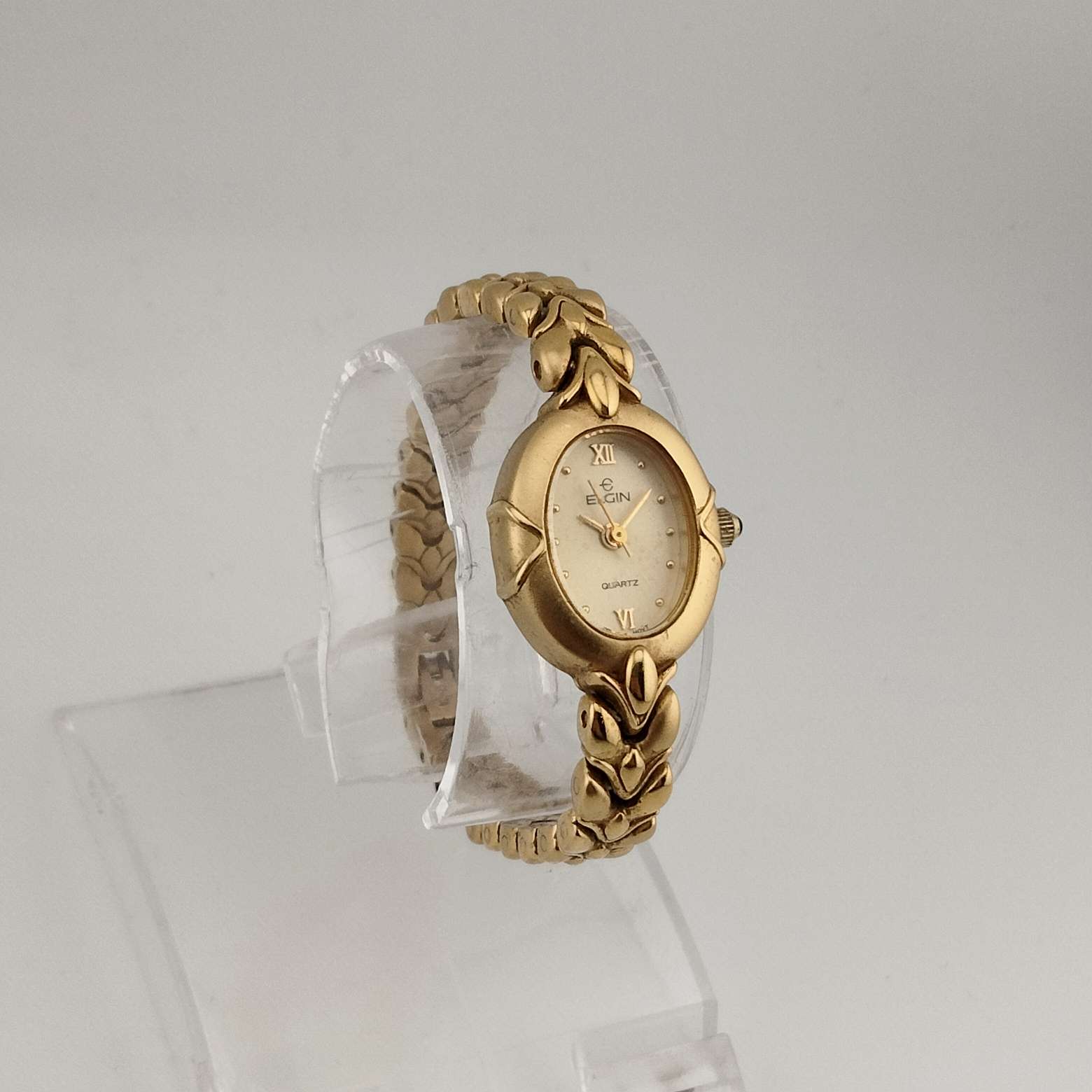 Elgin Women's All Gold Tone Quartz Watch, Oval Dial, Bracelet Strap