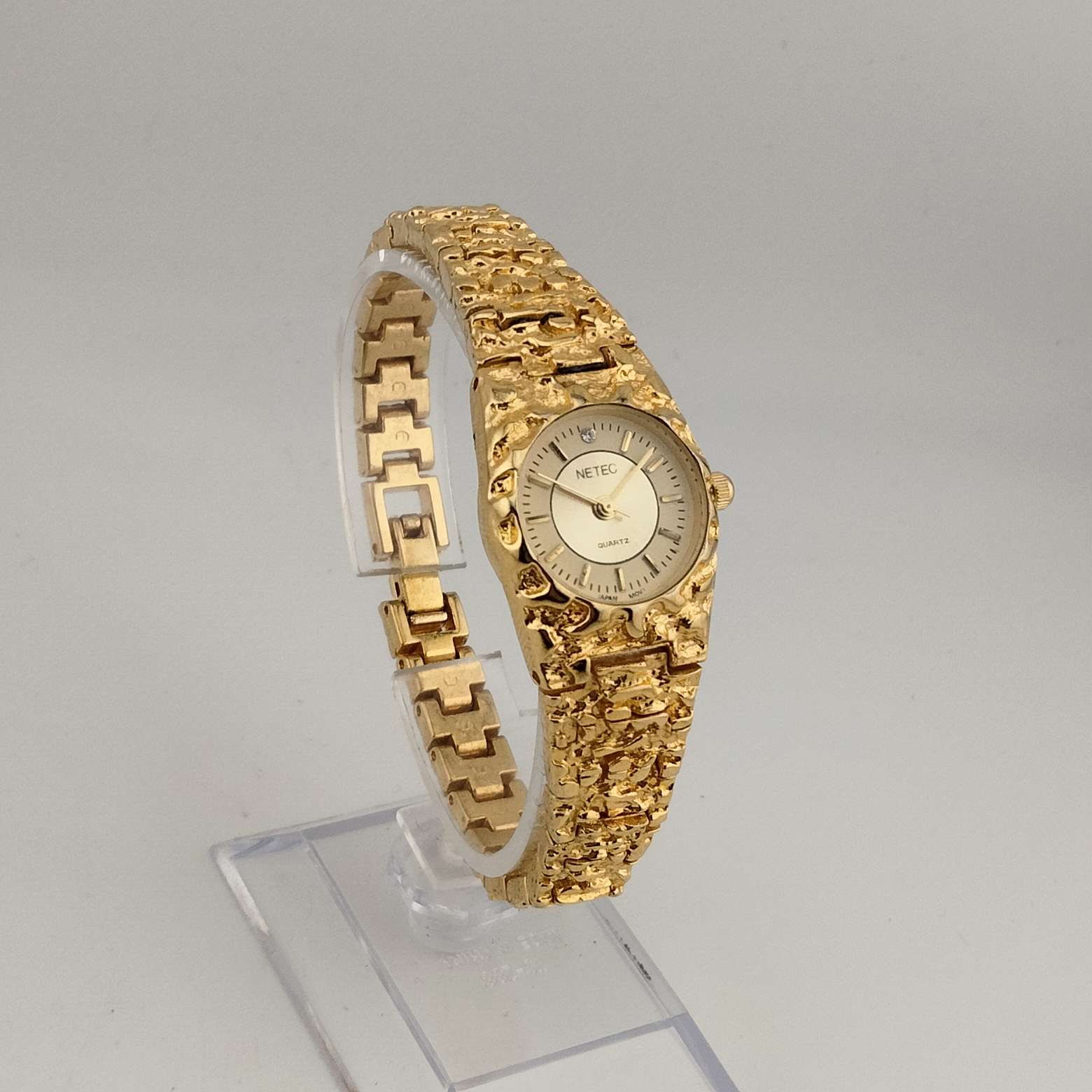 Netec Women's Gold Tone Quartz Watch, Round Dial, Bracelet Strap