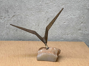 Jere Brass Bird in Flight Pink Granite 1968 Signed