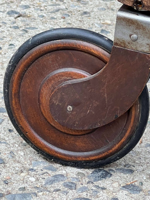 Paalman Drop Handle Wooden Tea Cart, Drop Sides, Wagon Wheels, 100% Restored