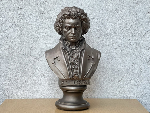 VINTAGE RARE 1968 BACH BUST STATUE POLY-RESIN BELWIN INC. BRONZE COLOR, top 16.5”