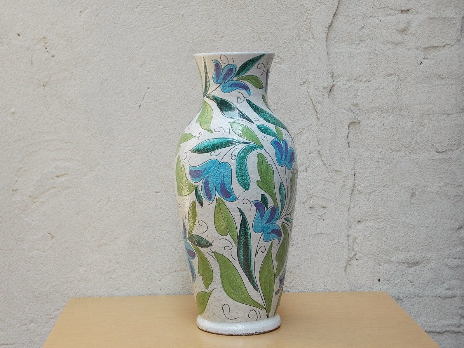 White Japanese Vase with Purple Irises - I Like Mikes Mid Century