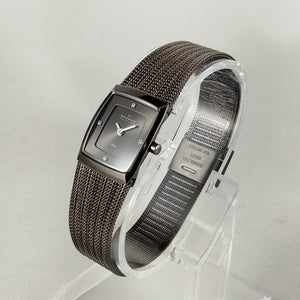 I Like Mikes Mid Century Modern Watches Skagen Women's Stainless Steel Square Watch, Black Dial, Mesh Strap