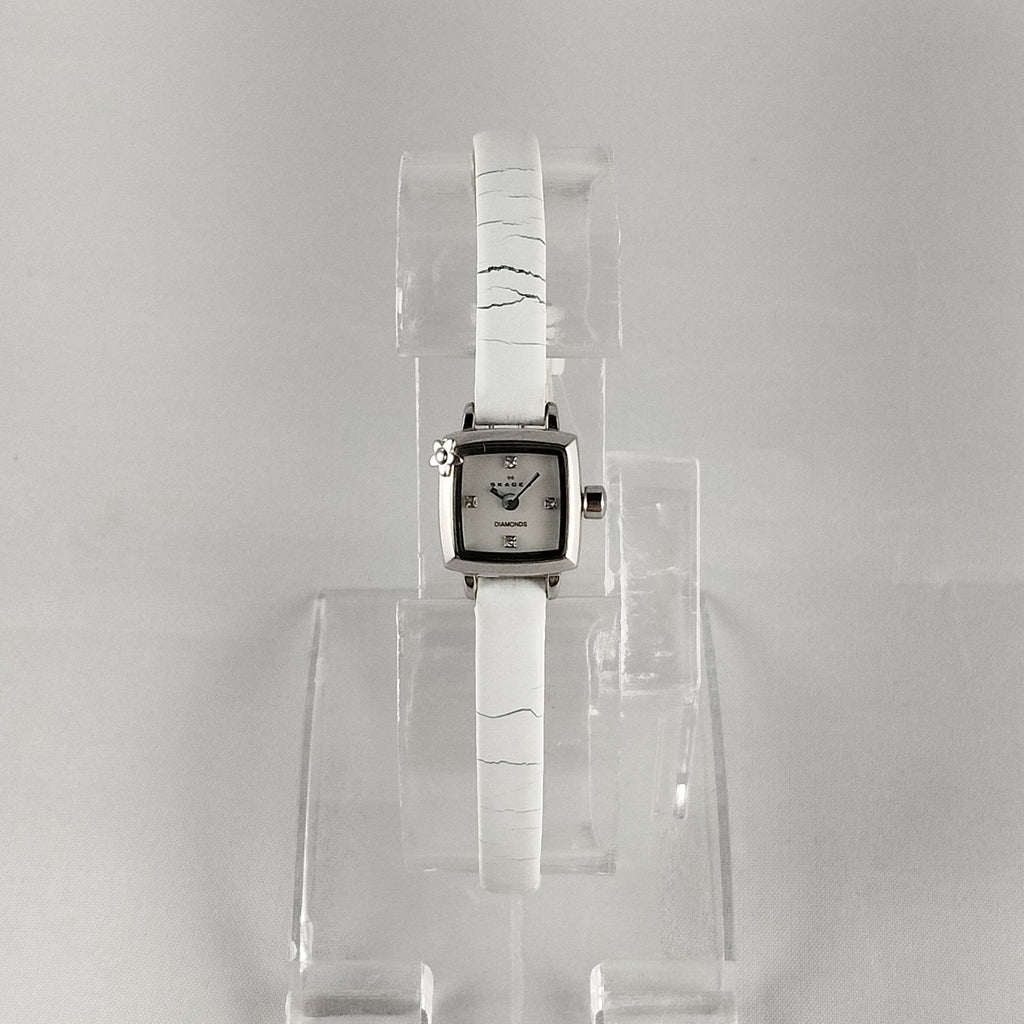 Skagen Women's Stainless Steel Watch, Tiny Square Face, White 